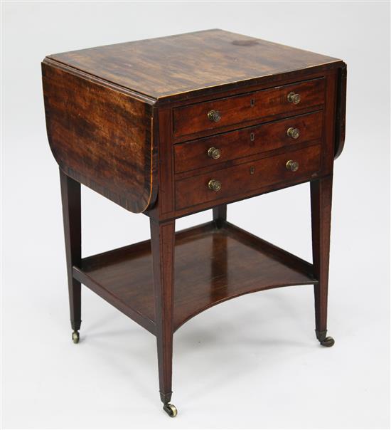 A George III mahogany and rosewood crossbanded Pembroke work table, W.3ft 2.75in.